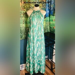 *SALE*Adelyn Rae Teal Patterned Lined Maxi Dress